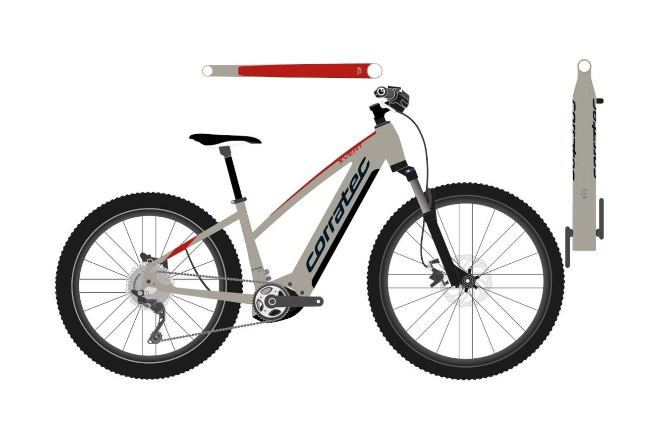 Corratec E-PowerX-Vert Pro Trapez sandmetallic/dunkelblaumetallic, 49 cm