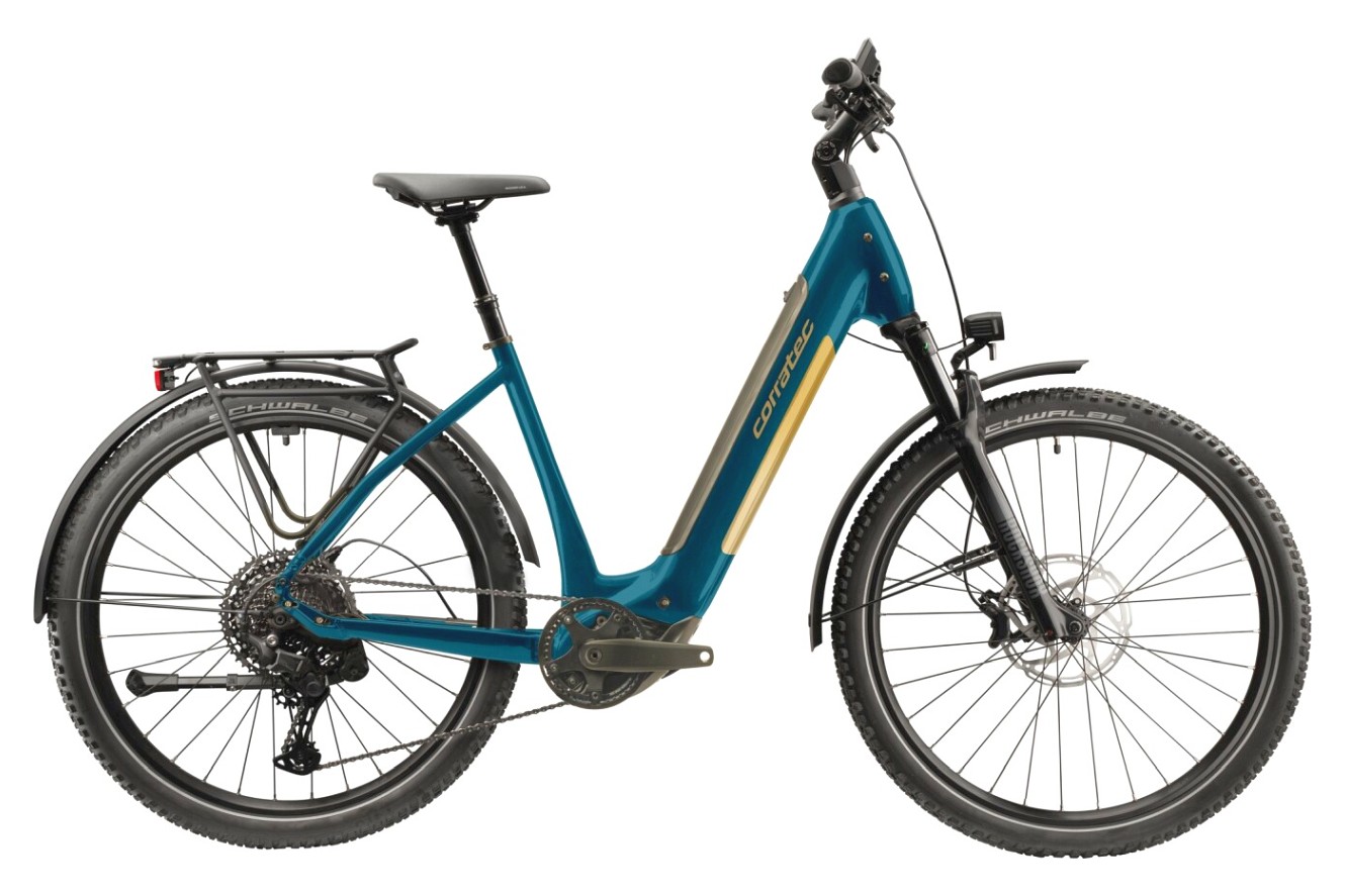 Corratec E-Power Trekking 28 CX8 Belt Wave Diamant dark tourquoise, gold, XS | (28")